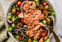 Mediterranean Salmon Salad with Crispy Capers & Lemon Vinaigrette