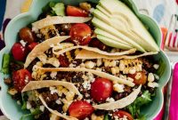 Crispy Taco Salad with zesty avocado lime dressing