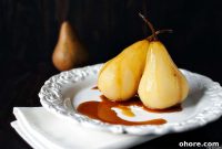 Citrus and Wine Poached Pears with Vanilla Syrup