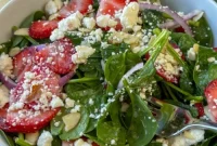 Strawberry Spinach Salad with Feta and Balsamic Glaze
