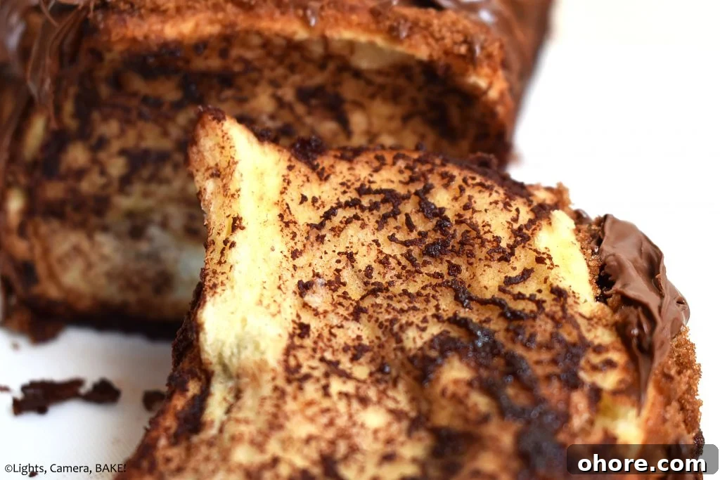 Nutella Pull-Apart Bread Recipe: Gooey Chocolate Hazelnut Loaf 7 Close up of Nutella bread slice.