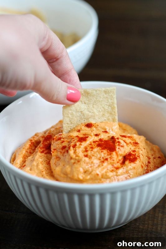 Roasted Red Pepper Hummus Roasted Red Pepper Hummus - via The Kittchen