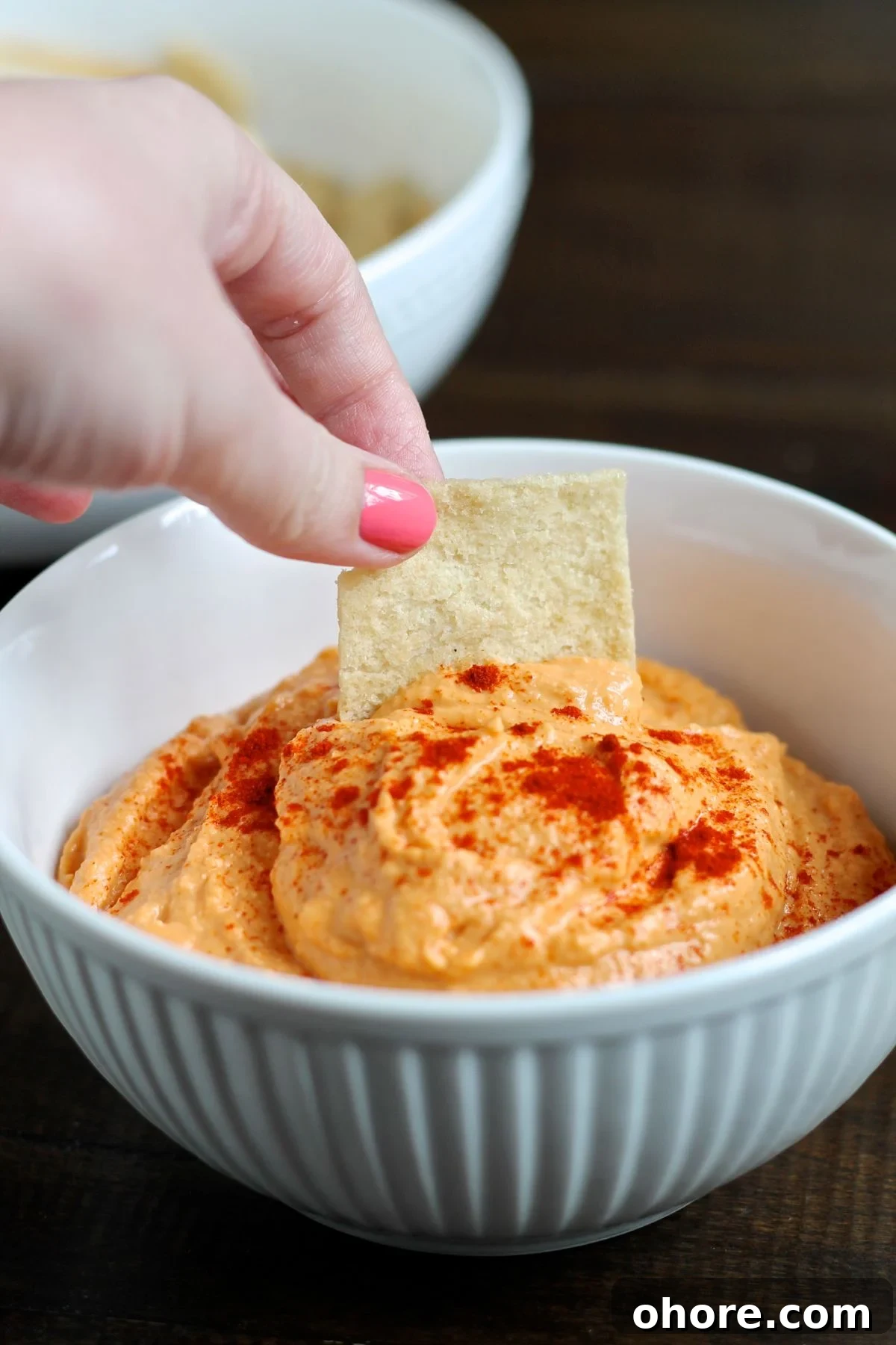 Smoky Roasted Red Pepper Hummus Recipe for Creamy Dip 2 Roasted Red Pepper Hummus