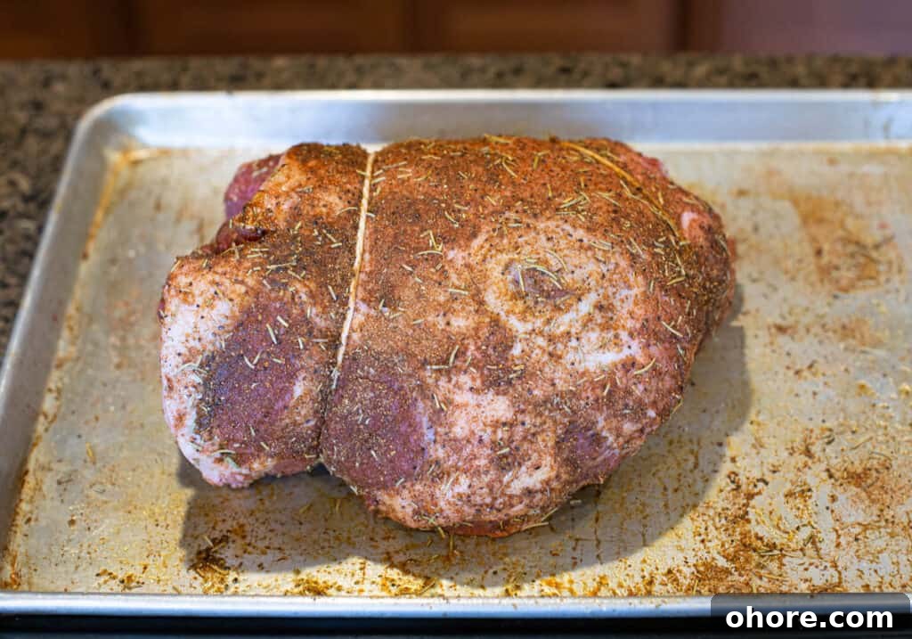 Smoked Boneless Leg of Lamb with Garlic Herb Rub 4 Tying a rolled lamb roast