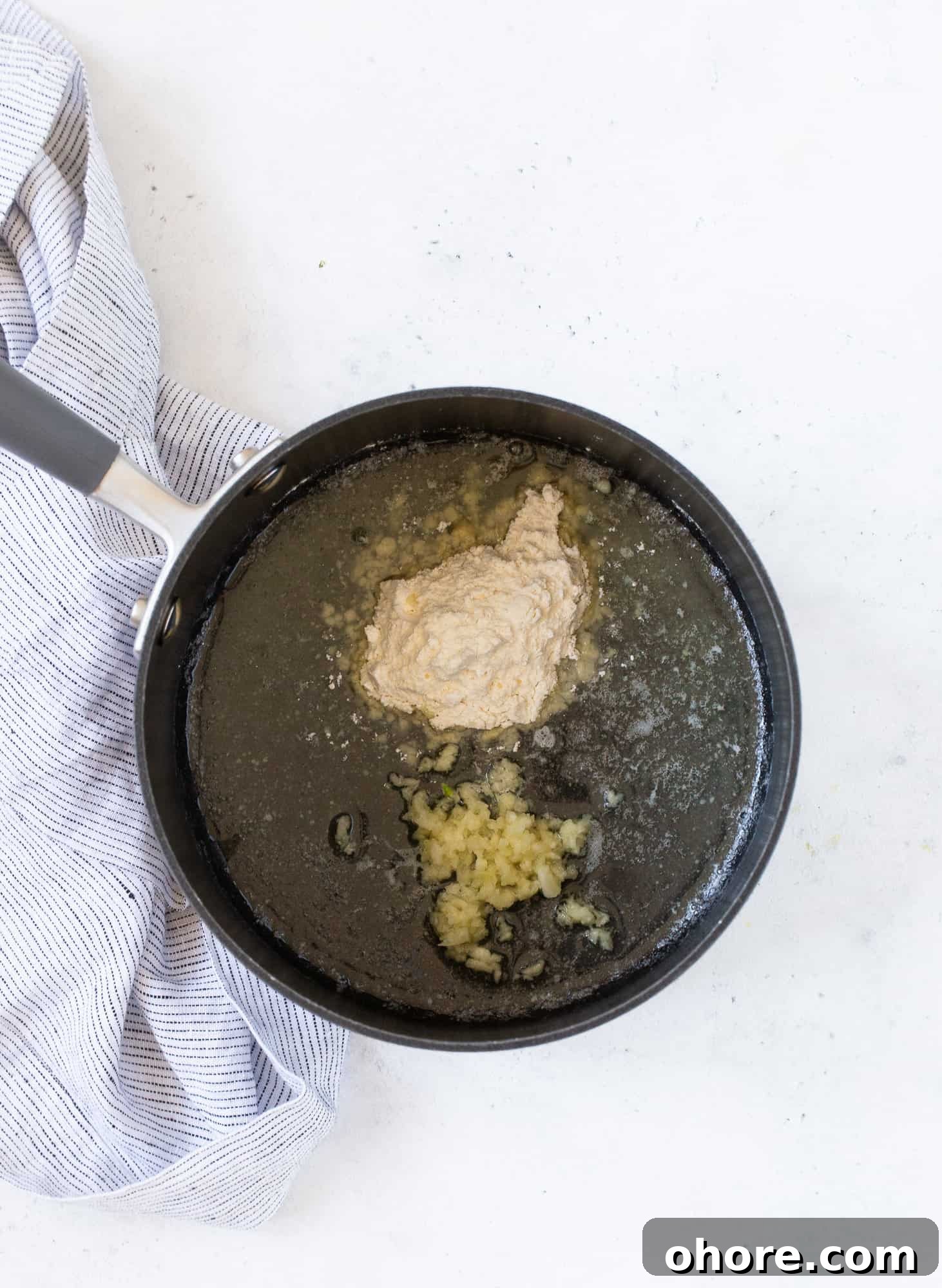 Creamy Asparagus Casserole Recipe for Spring Dinner 7 Flour and garlic added to melted butter.