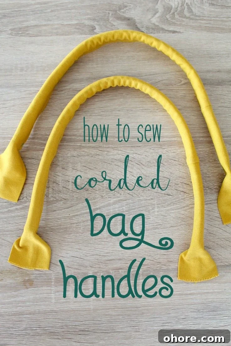 Handbag handles with cording