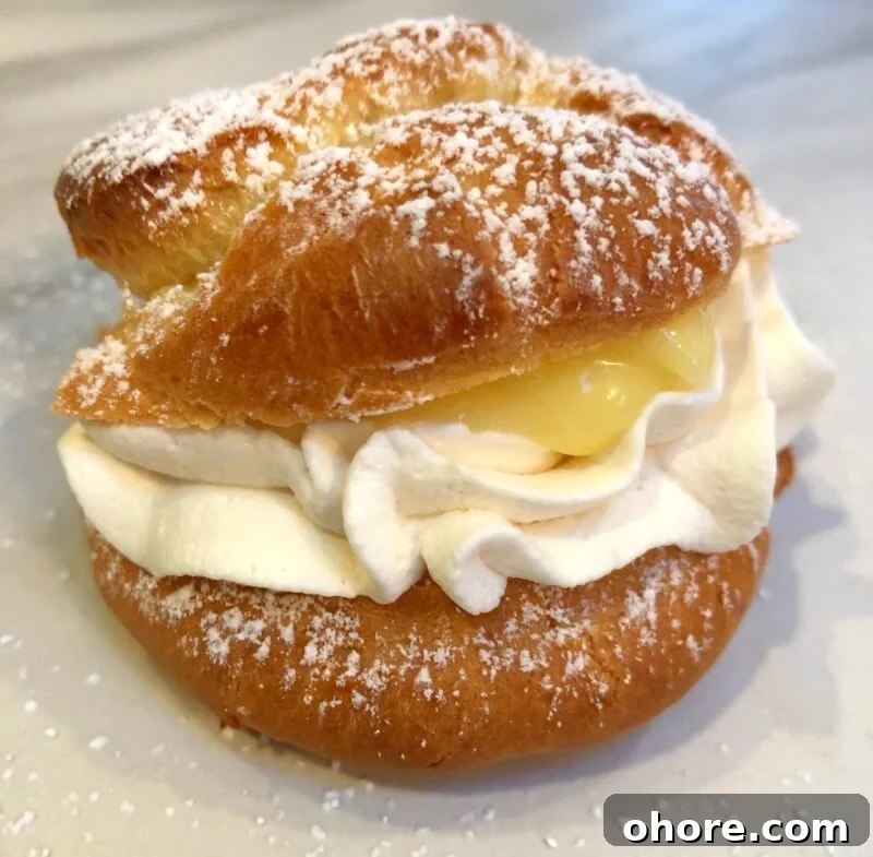 Homemade Meyer Lemon Curd Recipe — Bright Citrus Spread 8 lemon cream puff with whipped cream and Meyer lemon curd inside.