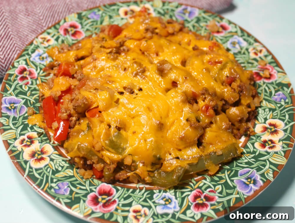 Keto Cheesy Ground Beef and Pepper Skillet Recipe 6 Keto Cheesy Ground Beef Pepper Skillet5