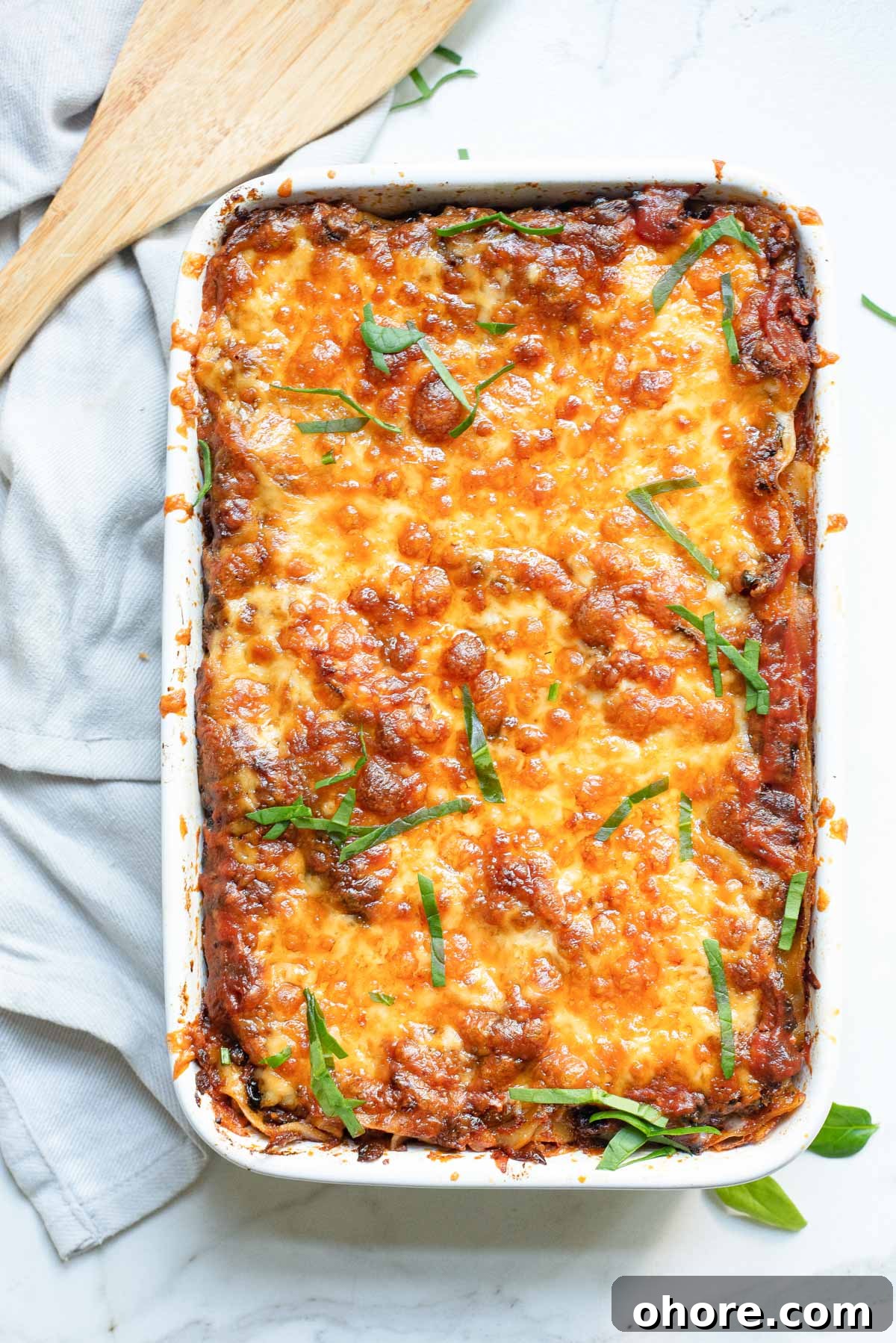 Festive Christmas Casserole Recipes for Holiday Gatherings 7 Top down view of the completed vegan lasagna recipe
