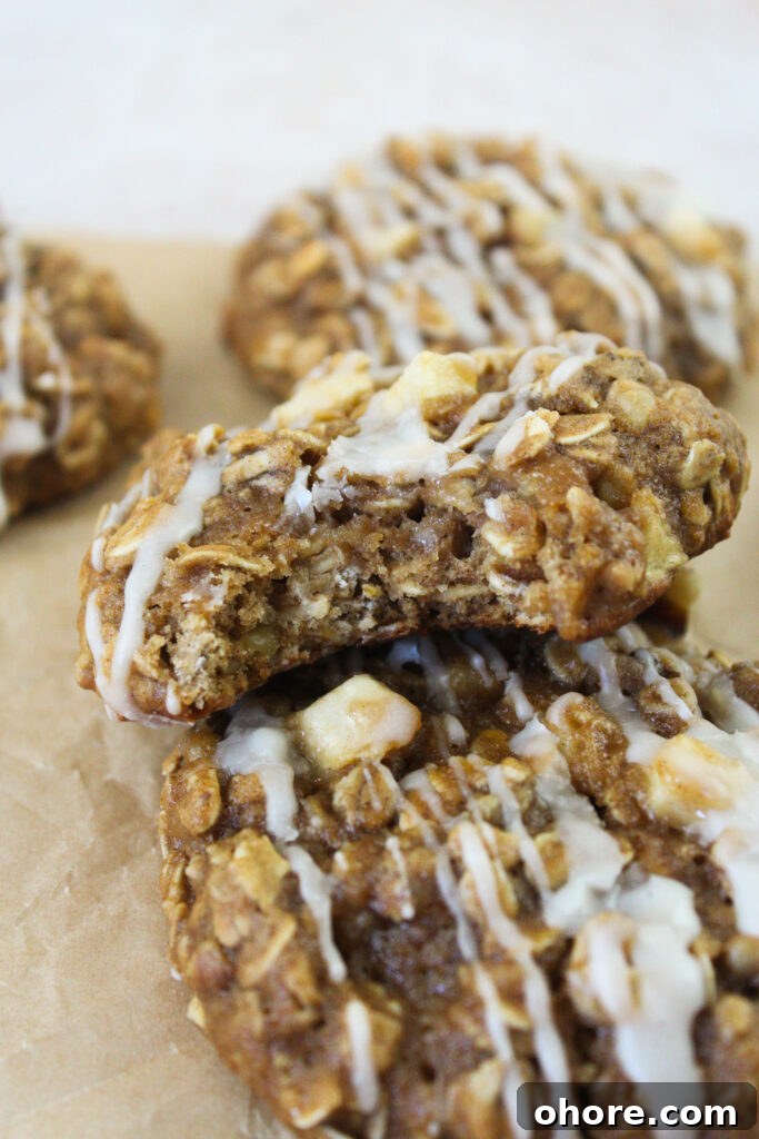 Apple Cinnamon Oatmeal Cookies recipe with warm spices and apples 2 Cinnamon apple oatmeal cookie