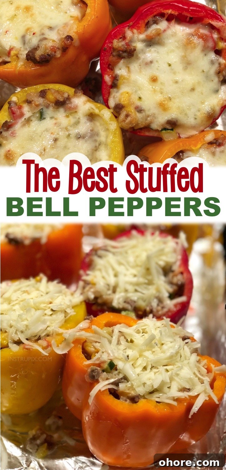 If you're looking for healthy dinner recipes for two, these ground beef stuffed bell peppers are so yummy and made with just a few ingredients! They are packed full of veggies and protein, yet are incredibly delicious and fun to make. Substitute the rice for cauliflower rice to make them low carb and keto friendly. This recipe makes 6 stuffed peppers, but they are just as good leftover for lunch or dinner the next day so my husband and I make them often for just the two of us.