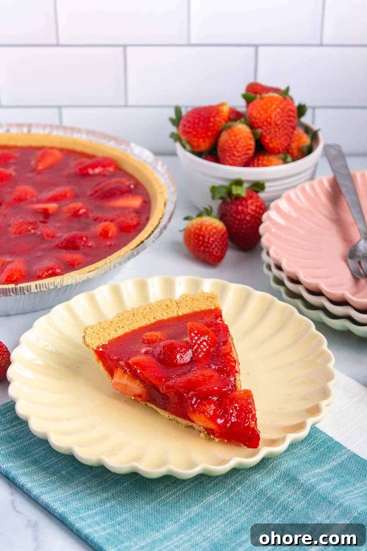 Slice of strawberry jello pie