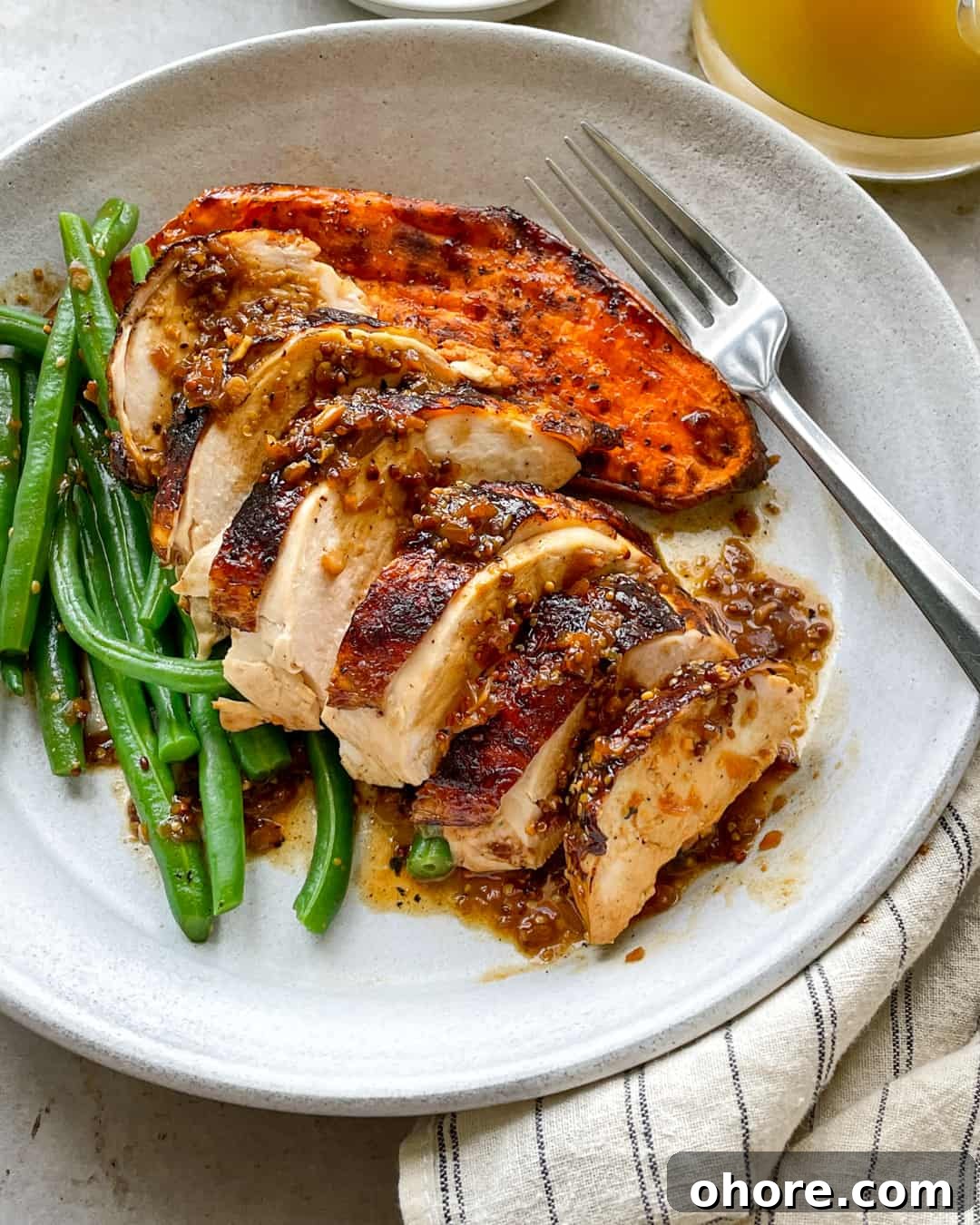 Pan-Roasted Orange Mustard Turkey Breast with Maple Sweet Potatoes & Green Beans 2 Pan-Roasted Orange Mustard Turkey Breast with Sweet Potatoes Green Beans Primal Gourmet Paleo Thanksgiving Recipe