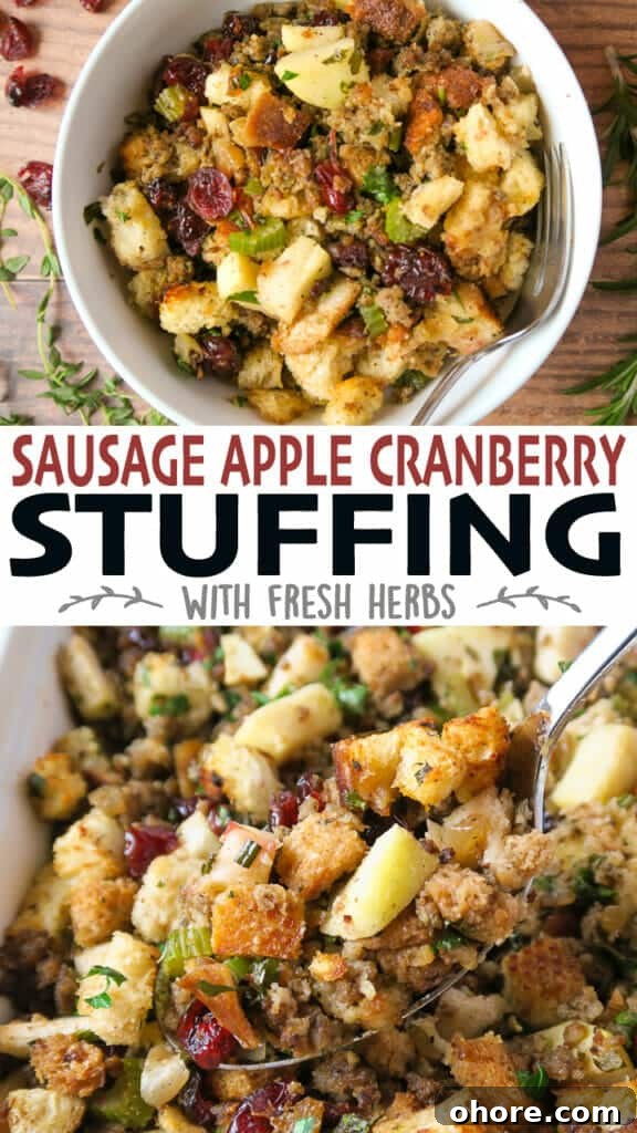 Sausage Stuffing {with Apples, Cranberries, and Herbs}