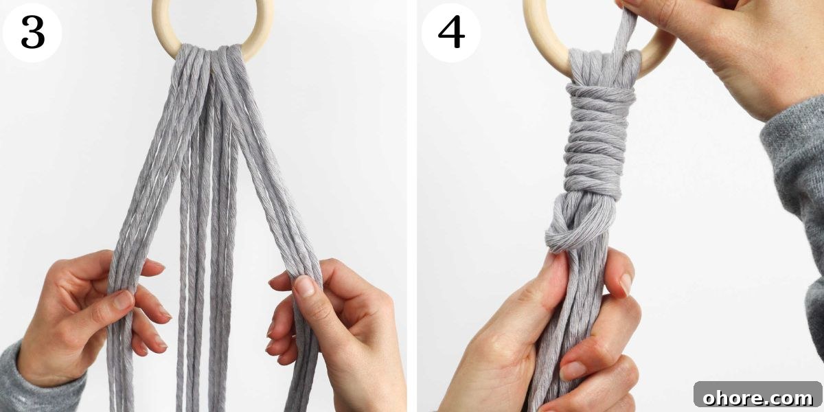 Cute Macrame Plant Hanger Instructions 3-4