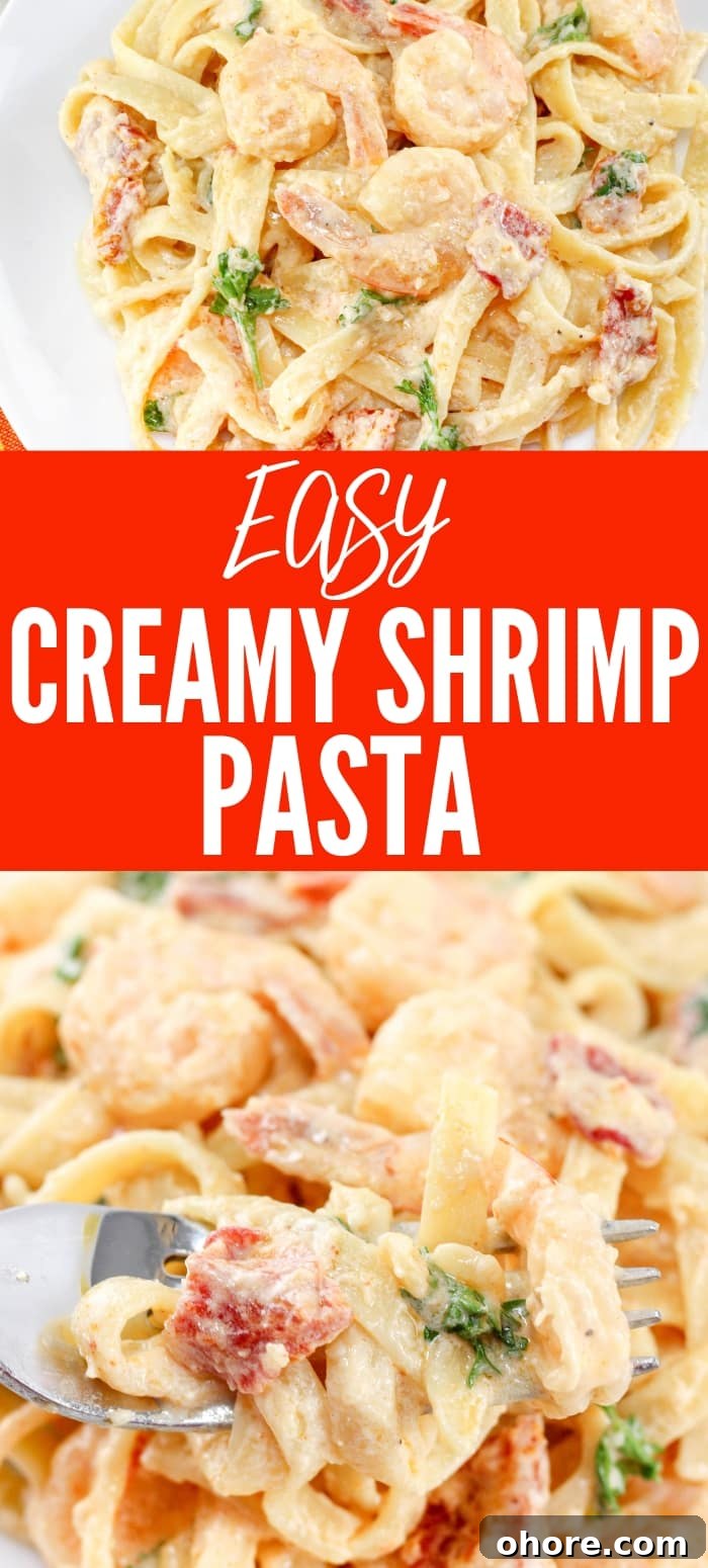 creamy shrimp pasta with parmesan