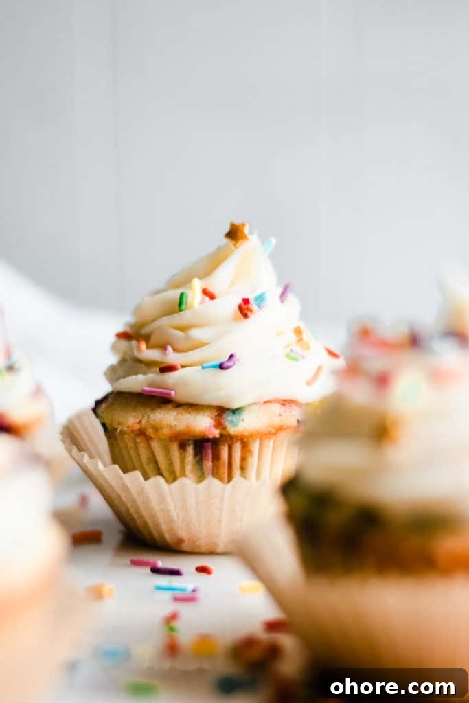 Funfetti cupcake with sprinkles 