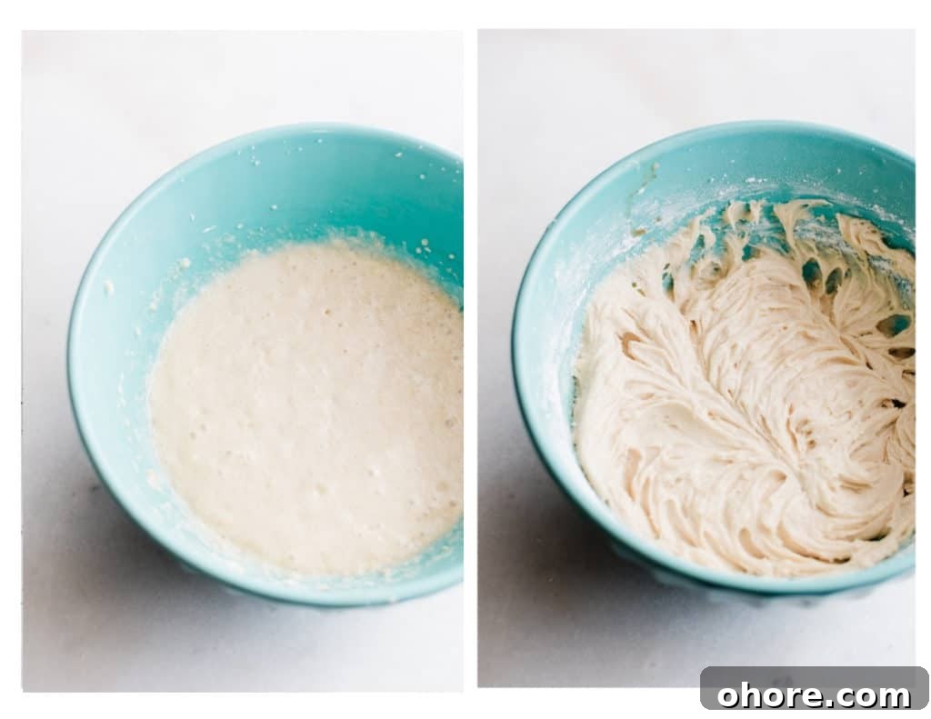 A bowl of the batter coming together.