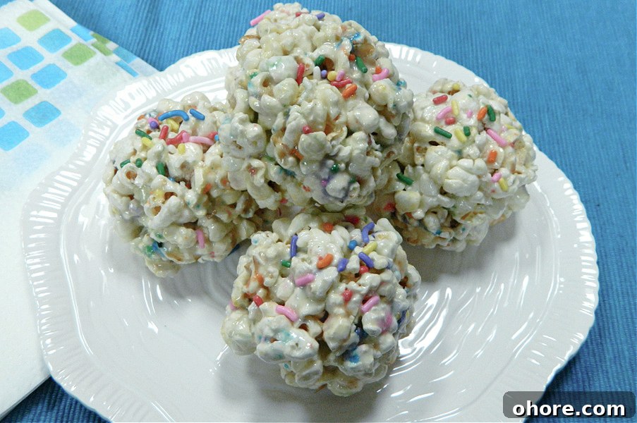 Colorful popcorn balls