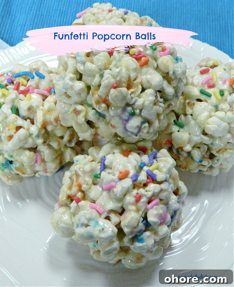 Funfetti popcorn balls display