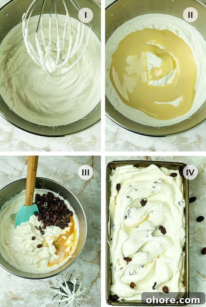 Rum and Raisin Gelato with Warm Rum Caramel Sauce 7 Four steps to making Italian gelato with rum and raisins