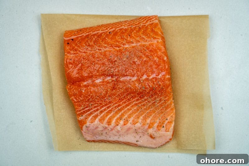 Clementine-Glazed Baked Salmon (No Lemon) 4 Prepping the salmon