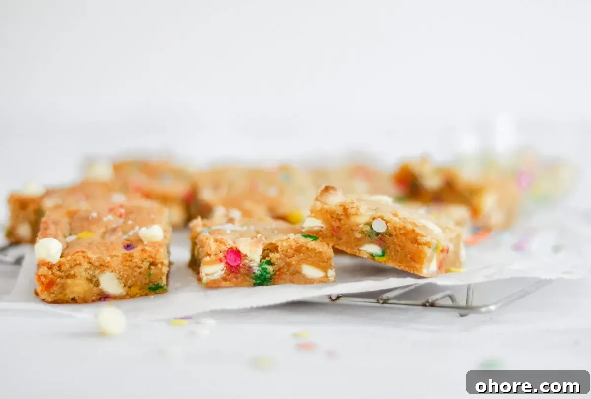Plate of blondies with sprinkles