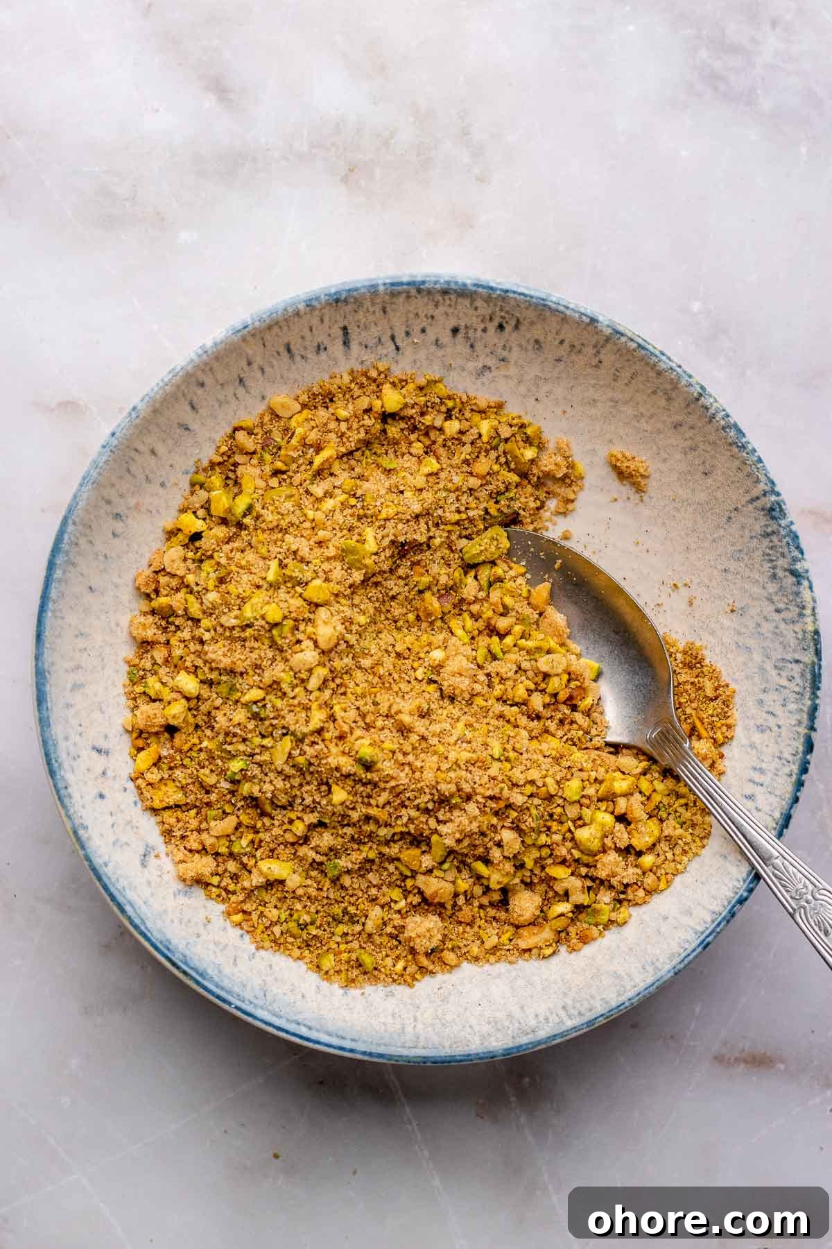 Baklava nut filling in a bowl.