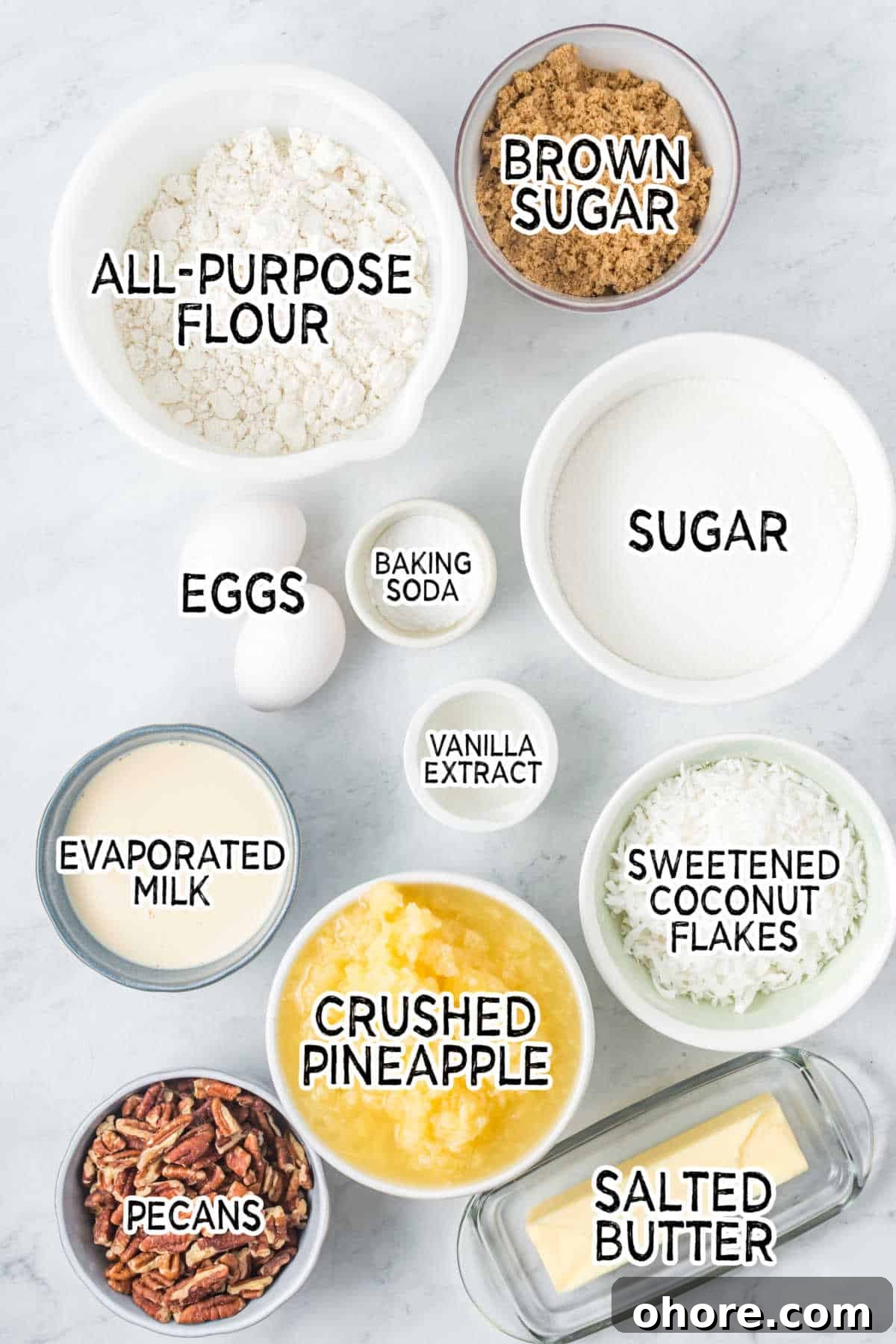 Swirl Cake Recipe: How to Make a Tornado Marble Cake 3 Ingredients on a white marble background.