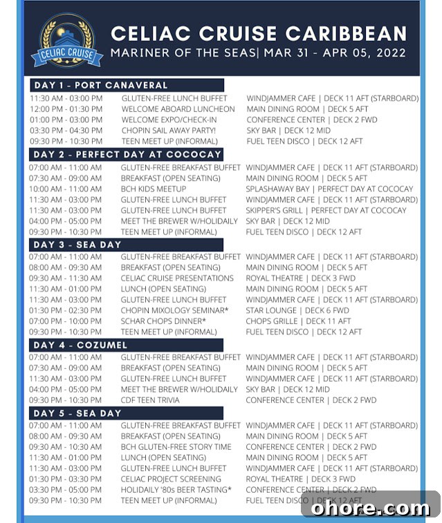 Celiac Cruise Schedule