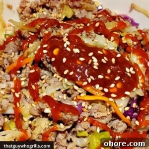 Unstuffed Eggroll In A Bowl Cooked on Blackstone Griddle In Bowl