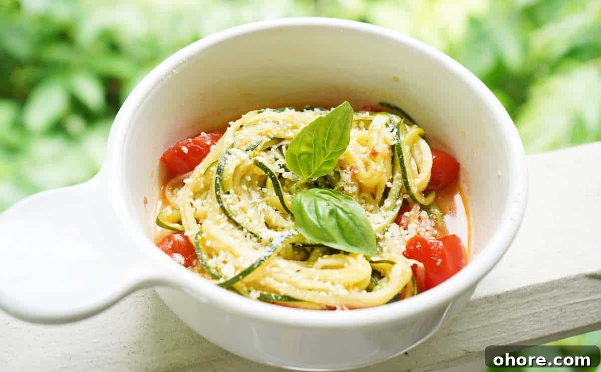 Garden-Fresh Zucchini Noodles with Light Lemon Garlic Sauce 2 Spiralized Zucchini in bowl