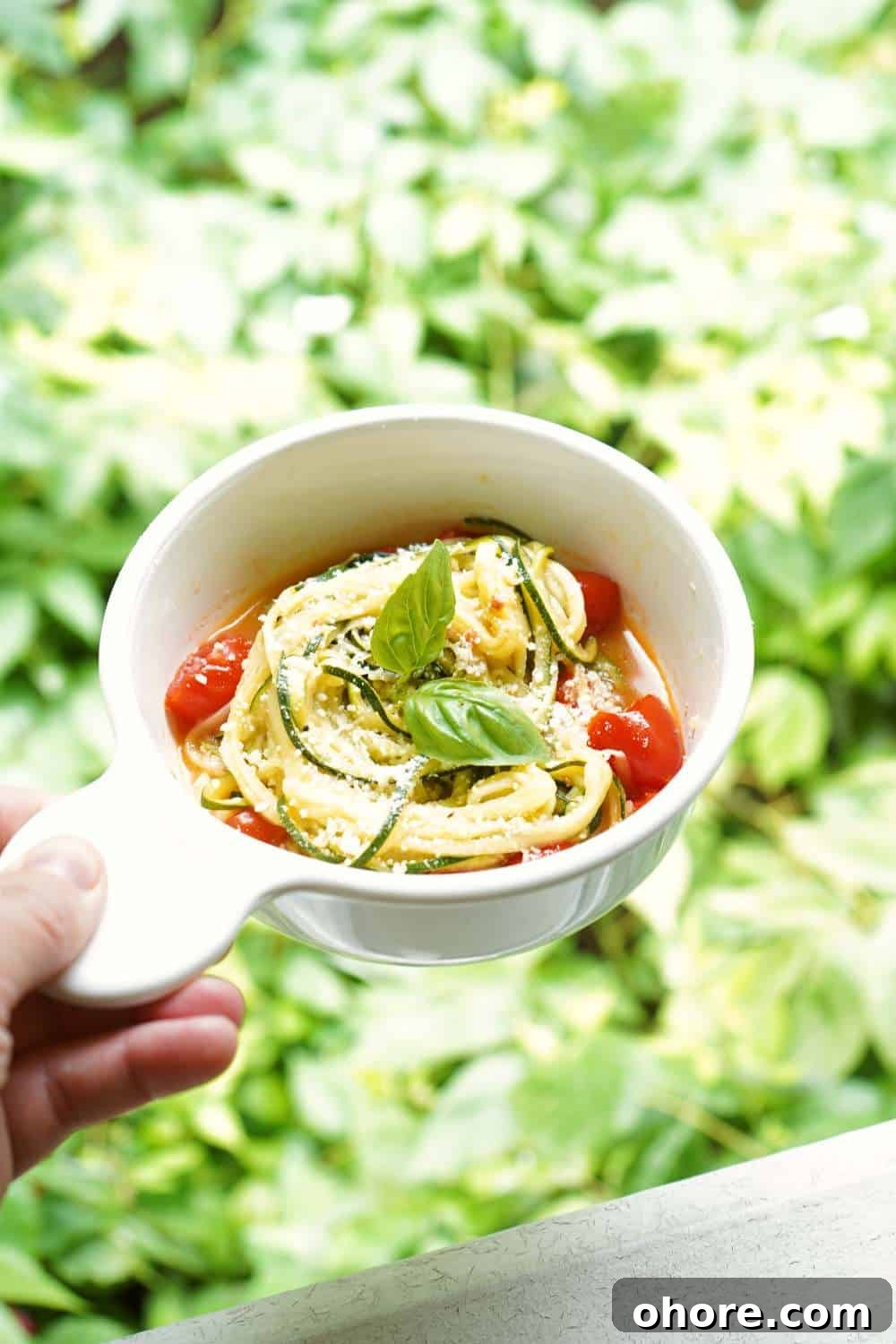 Garden-Fresh Zucchini Noodles with Light Lemon Garlic Sauce 3 Zoodles with tomatoes and basil