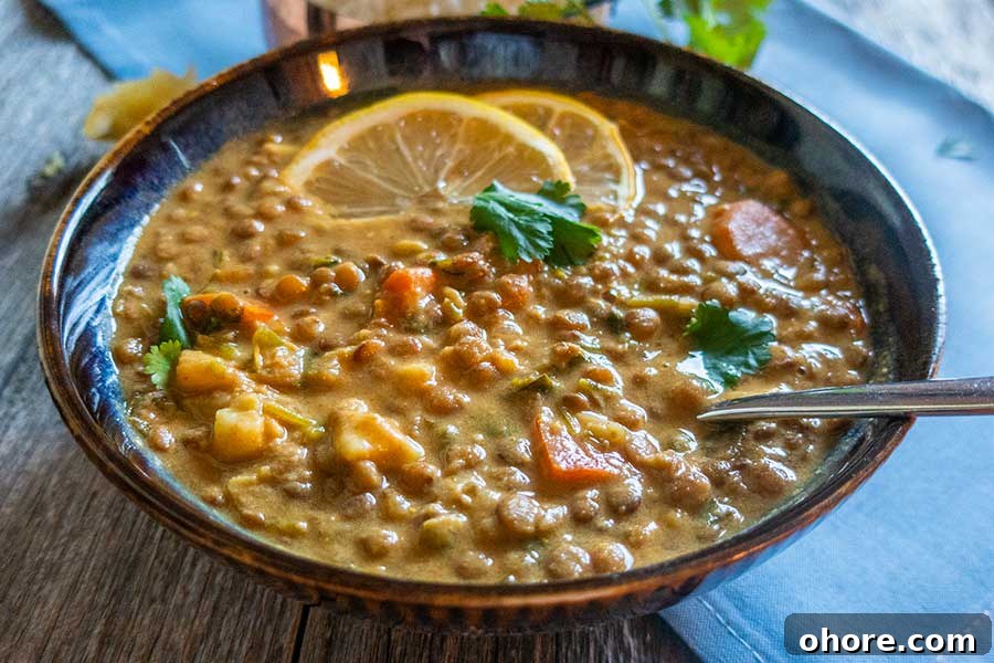 32 Gluten-Free Recipes That Support Weight Loss Goals 24 somali lentil stew in a bowl with lemon slices