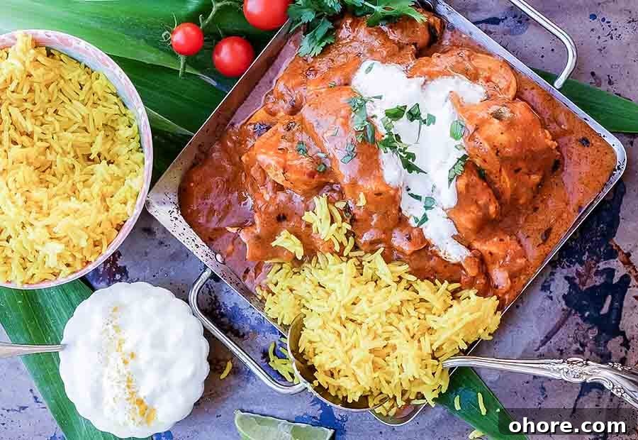 32 Gluten-Free Recipes That Support Weight Loss Goals 4 overview of low fat Indian butter chicken in a skillet