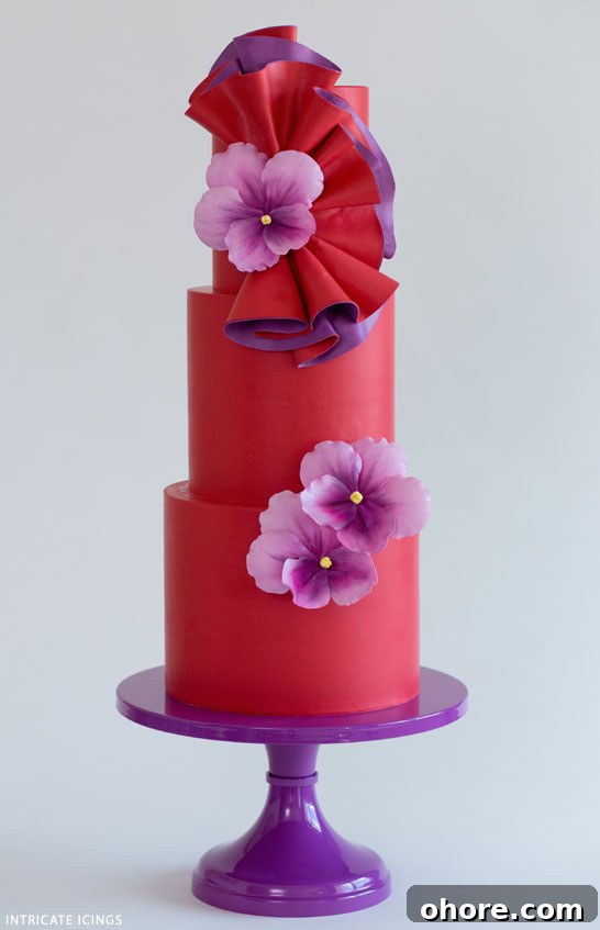 Dancing Violet Cake Recipe with Elegant Floral Frosting 2 Dancing Violets | Bold Wedding Cake Inspiration | by Intricate Icings on TheCakeBlog.com