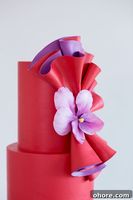 Dancing Violet Cake Recipe with Elegant Floral Frosting 5 Dancing Violets | Bold Wedding Cake Inspiration | by Intricate Icings on TheCakeBlog.com