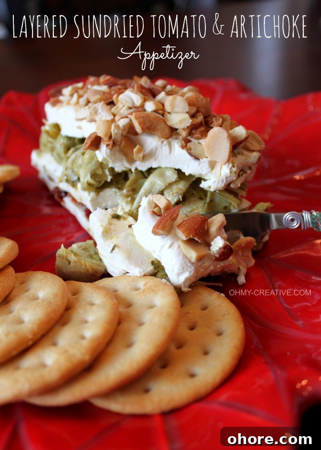 Layered Sundried Tomato and Artichoke Appetizer