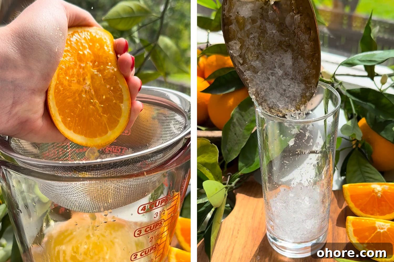 Orange Blossom Gin & Tonic Recipe — Floral G&T Cocktail Guide 4 freshly squeeze the orange jiuce and add ice to a cup