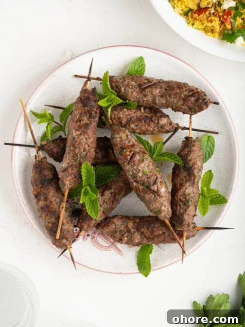 a plate of Moroccan grilled kefta