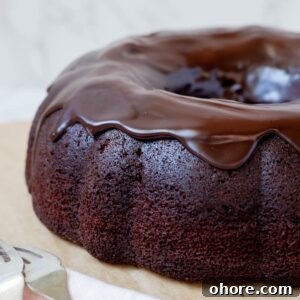 Sourdough Recipes for a Romantic Valentine’s Day Meal 47 Sourdough chocolate bundt cake topped with glossy chocolate ganache.