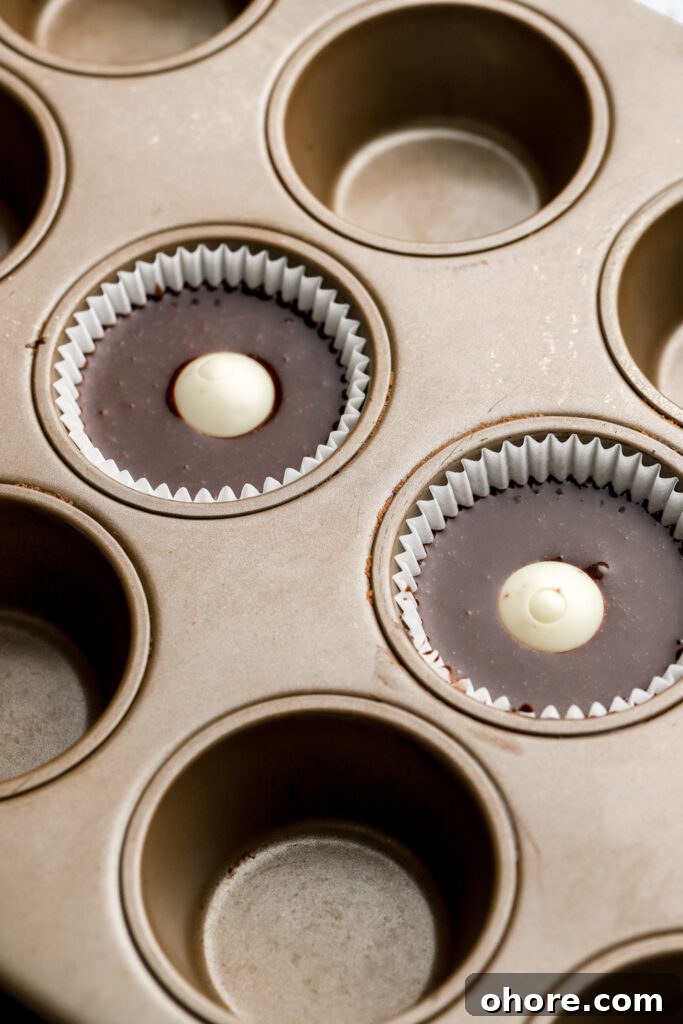 Refreshing Peppermint Cupcakes Recipe with Creamy Frosting 11 chocolate cupcakes with truffle before baking