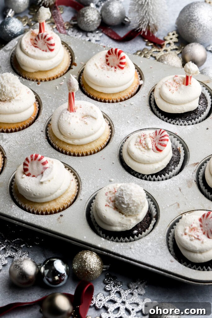 Refreshing Peppermint Cupcakes Recipe with Creamy Frosting 10 decorated cupcakes