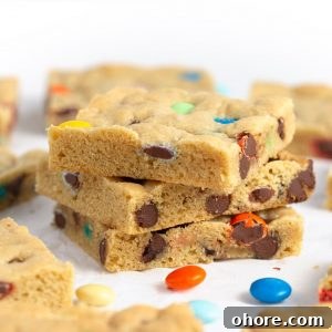 Chewy M&M Cookie Bars Recipe — Loaded Candy Cookie Bars 12 img 22515 11