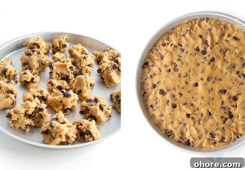 Chewy M&M Cookie Bars Recipe — Loaded Candy Cookie Bars 10 Chocolate chip cookie dough in 12 inch round cookie cake pan