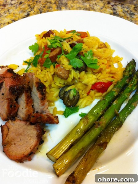img_1802-2 Plated orzo with vegetables and sausage