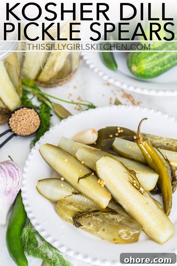 Dill Pickles Spears are easily made right in your own kitchen! dill pickle recipe for canning pinterest image with graphics