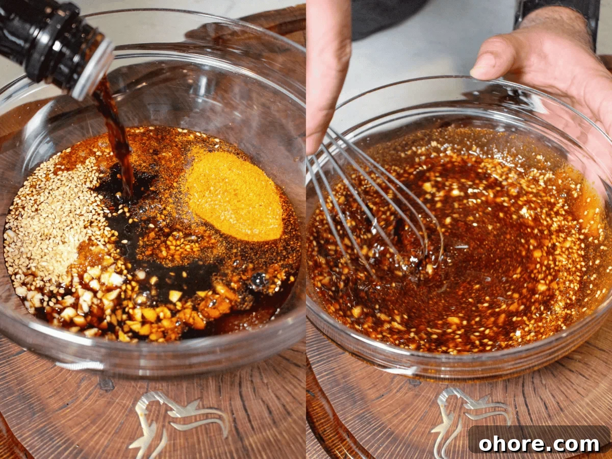 Spicy Honey Garlic Beef Jerky Recipe for Homemade Snacks 4 Prepping the marinade for our beef jerky recipe.