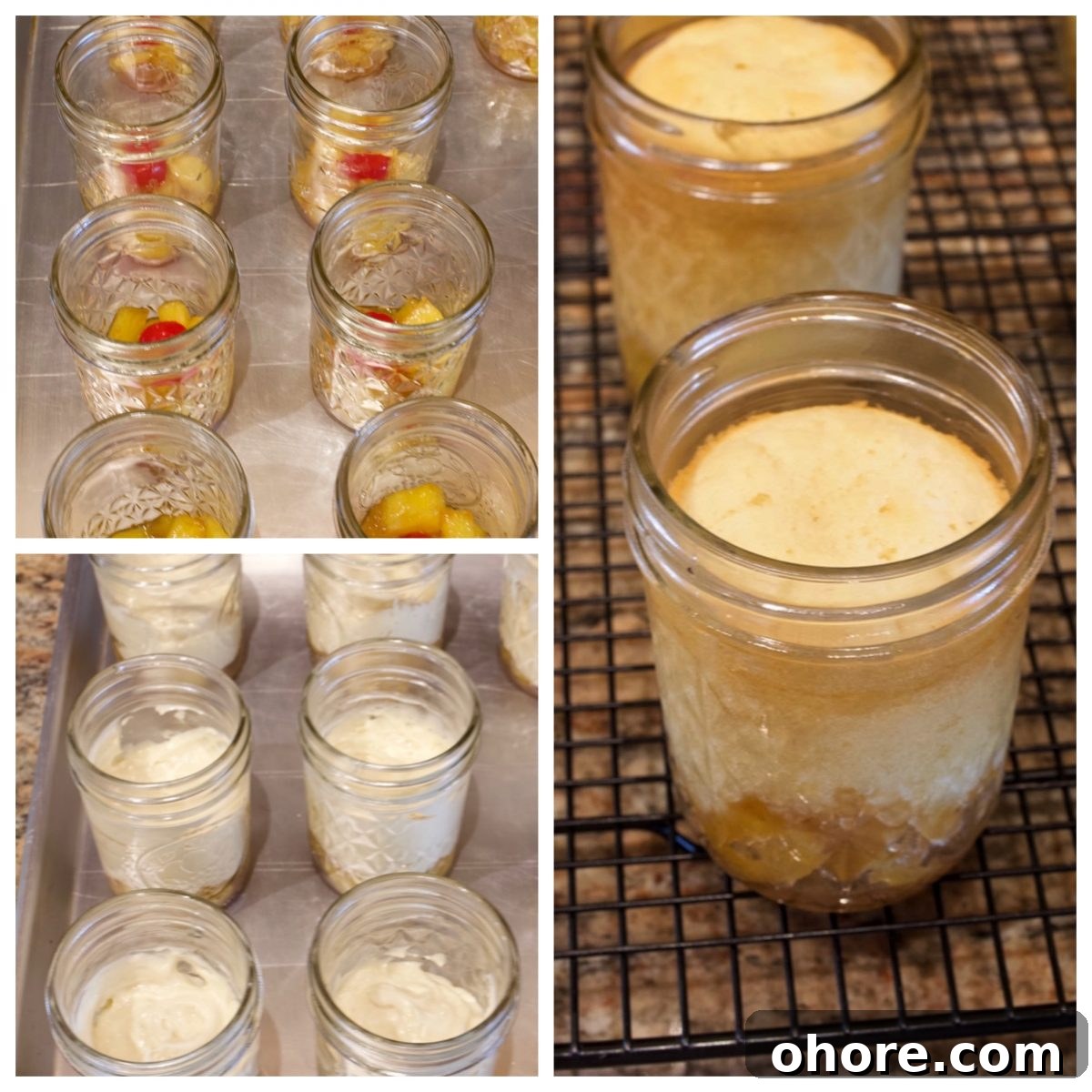 Pineapple Upside-Down Cake in Mason Jars: Individual Dessert Recipe 5 Layering jars