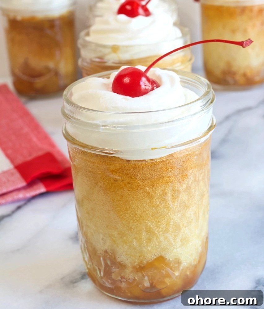 Pineapple Upside-Down Cake in Mason Jars: Individual Dessert Recipe 7 Finished jars
